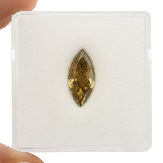 1.51 Carat Fancy Yellow Brown Marquise Diamond VS2 GIA