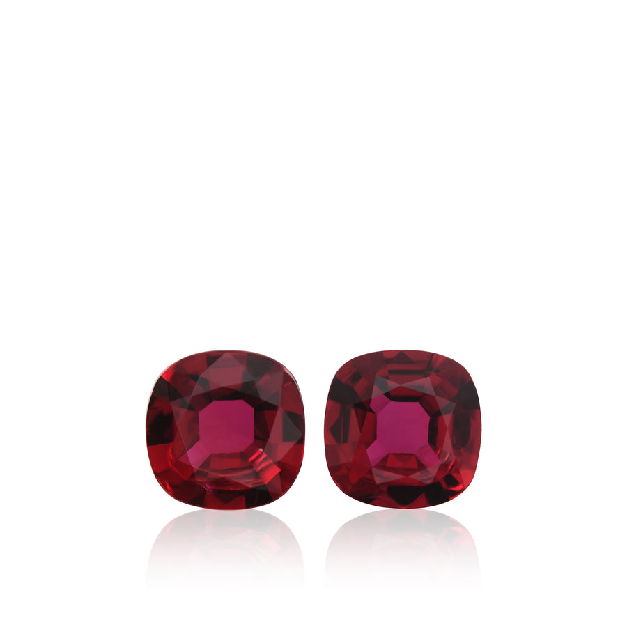 1,58 Karat rote MOZAMBIQUE Kissenschliff Rubine Paar