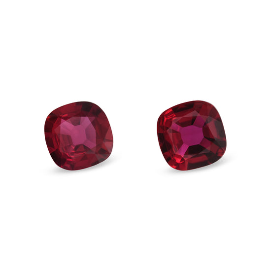 1,64 Karat rote MOZAMBIK Kissen-Rubin-Paar