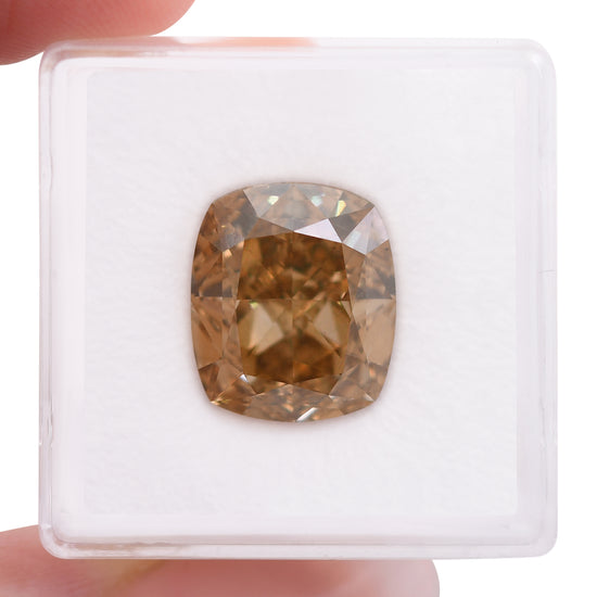 10.06 Carat Fancy Deep Brownish Orangy Yellow Cushion Diamond VS2 GIA