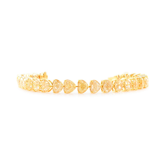 Light Yellow Heart Diamond Tennis Bracelet