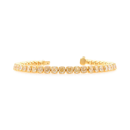 Light Yellow Cushion Diamond Tennis Bracelet