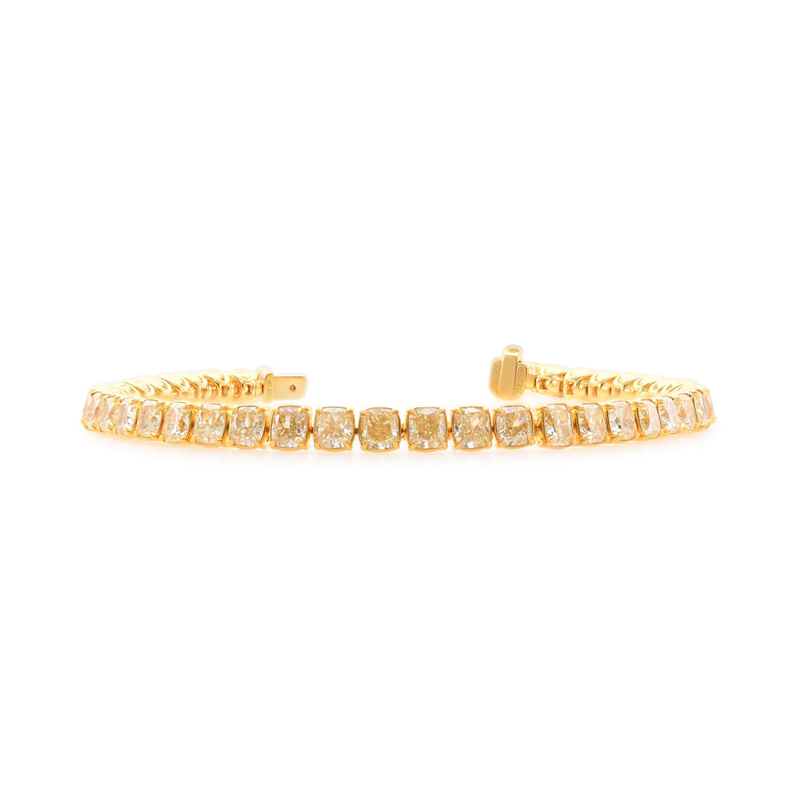 Light Yellow Cushion Diamond Tennis Bracelet
