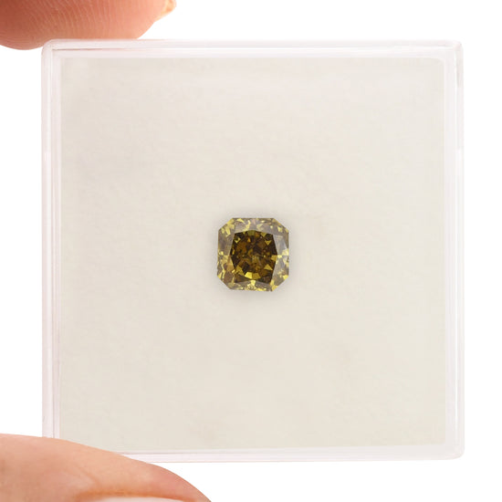 0.73 Carat Fancy Dark Brown Greenish Yellow Radiant Diamond VS2 GIA