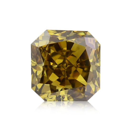 0.73 Carat Fancy Dark Brown Greenish Yellow Radiant Diamond VS2 GIA