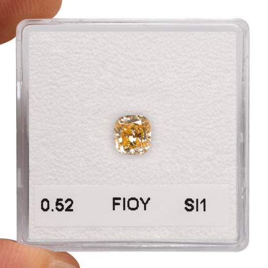 0.52 Carat Fancy Intense Orange Yellow Cushion Diamond SI1 GIA