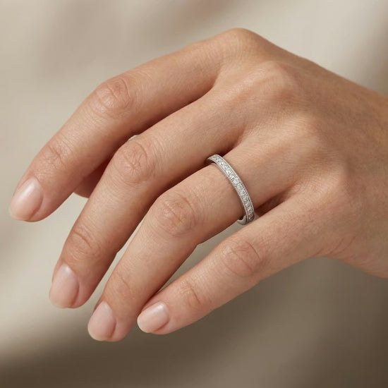 Milgrain Pave Half Eternity Diamond Band Ring