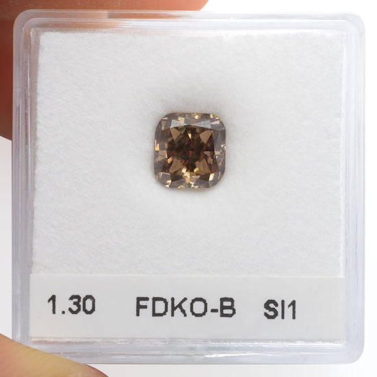1.30 Carat Fancy Dark Orangy Brown Radiant Diamond SI1 GIA