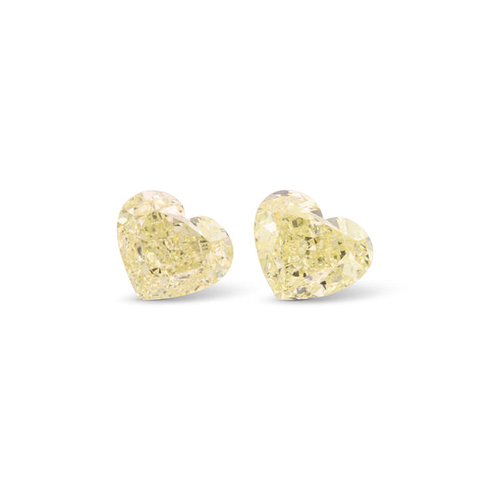 12.04 Carat Light Yellow Heart Diamonds VS2 and VS1 GIA Pair