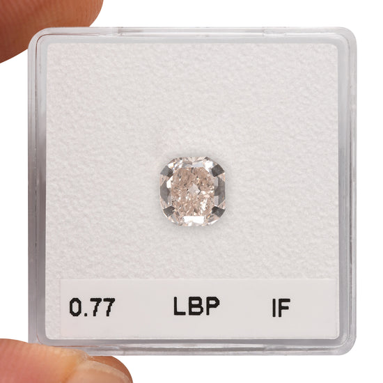 0.77 Carat Light Brown Pink Cushion Diamond IF GIA