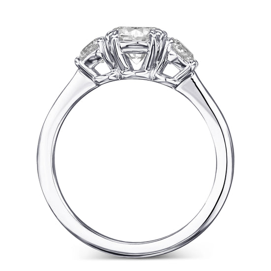 Round White Diamond Three-stone Engagement Ring