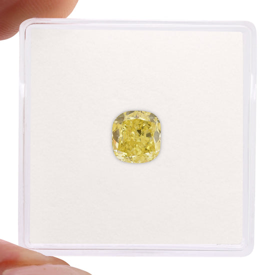 1.18 Carat Fancy Intense Yellow Cushion Diamond VS2 GIA