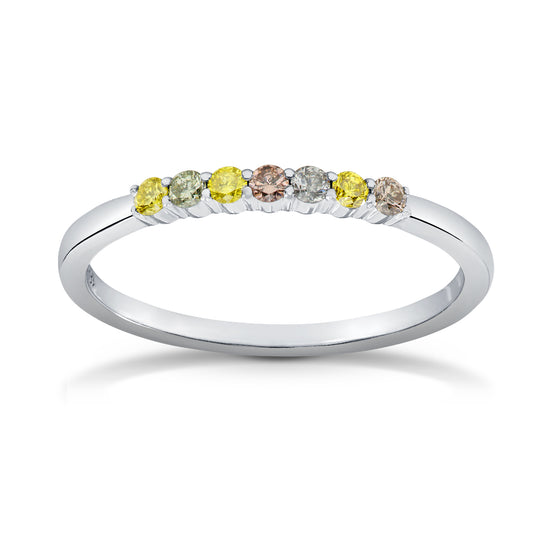 9 Stone Multicolored Diamond Stackable Band Ring