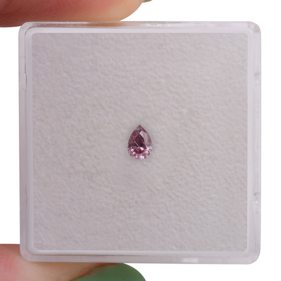 0.13 Carat Fancy Intense Purple Pink Pear Diamond (I1) GIA