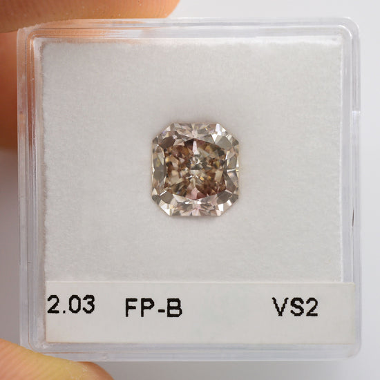 2.03 Carat Fancy Pinkish Brown Radiant Diamond VS2 GIA