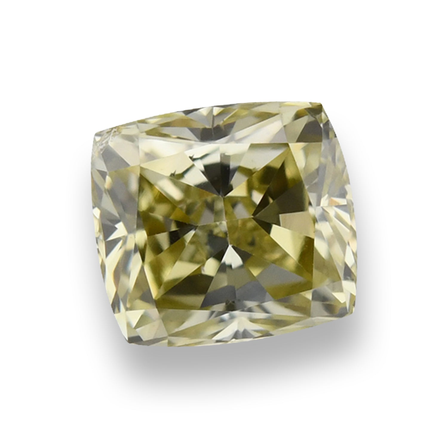 0.52 Carat Fancy Grayish Greenish Yellow Cushion Diamond SI2 IGI