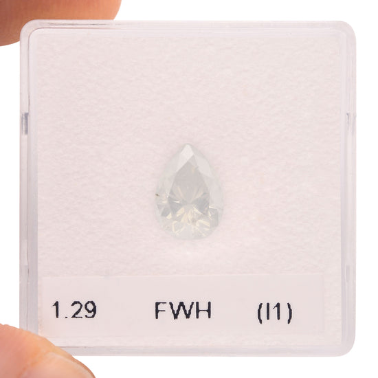 1.29 Carat Fancy White Pear Diamond (I1) GIA