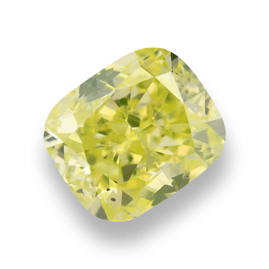 0.57 Carat Fancy Intense Green Yellow Cushion Diamond (SI2) GIA