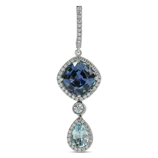 Tanzanite and Aquamarine Diamond Drop Earrings