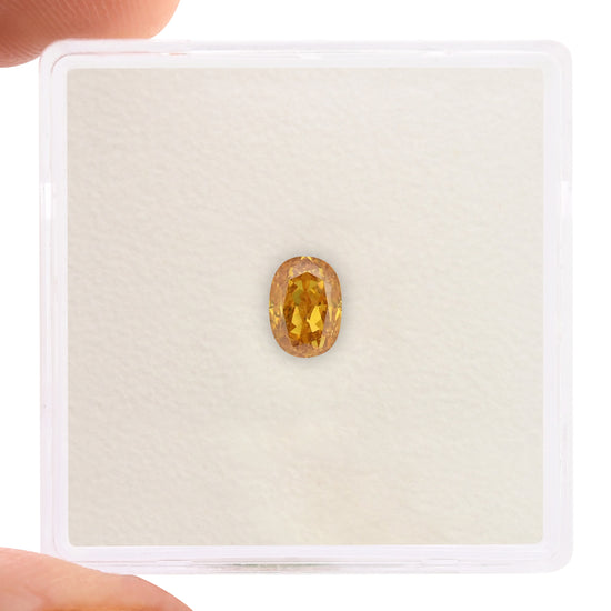 0.51 Carat Fancy Deep Yellow Orange Oval Diamond (I1) GIA