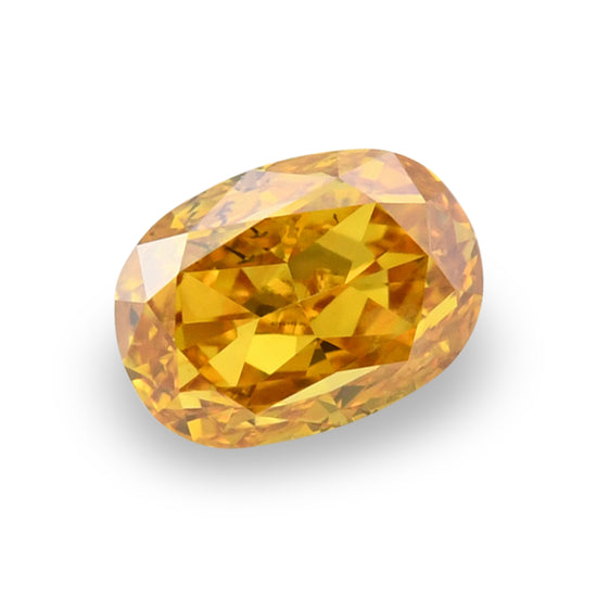 0.51 Carat Fancy Deep Yellow Orange Oval Diamond (I1) GIA