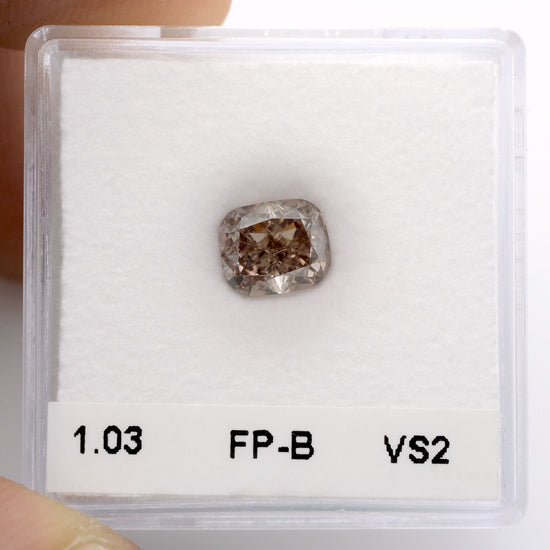 1.03 Carat Fancy Pinkish Brown Cushion Diamond VS2 GIA