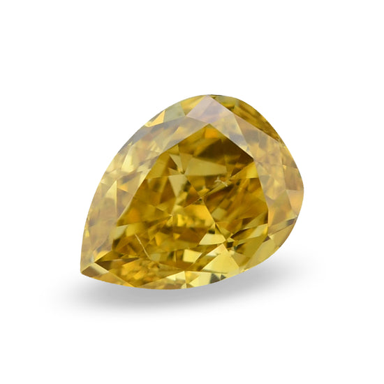 0.71 Carat Fancy Deep Orangy Yellow Pear Diamond SI1 GIA