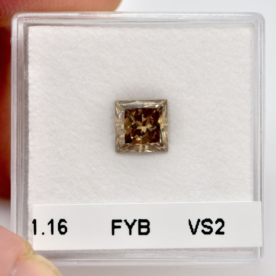 1.16 Carat Fancy Yellow Brown Princess Diamond VS2 GIA
