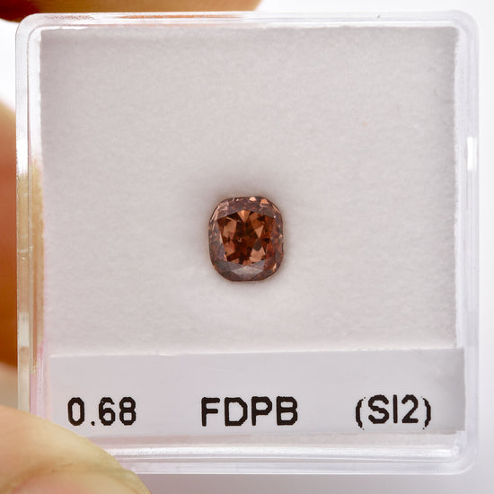 0.68 Carat Fancy Deep Pink Brown Cushion Diamond (SI2) GIA