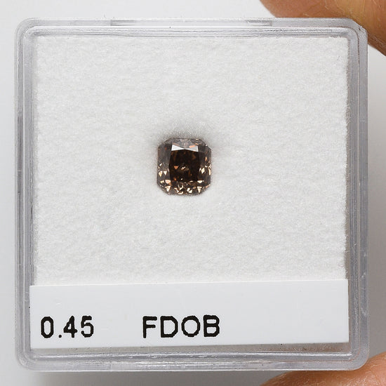 0.45 Carat Fancy Deep Orange Brown Radiant Diamond (VS2) GIA