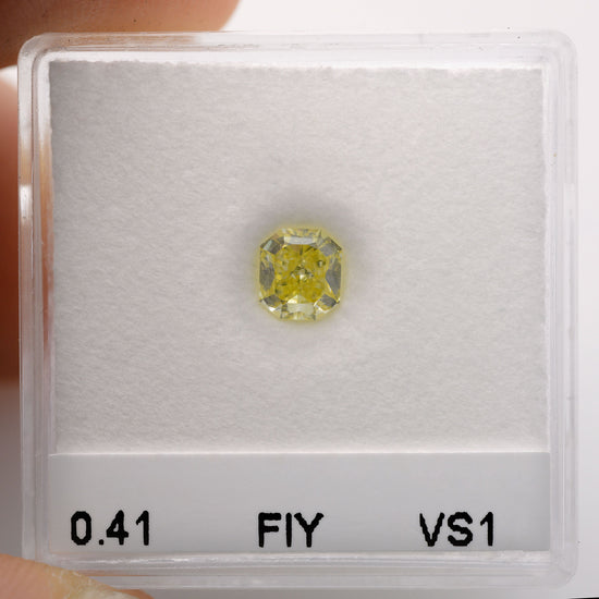 0.41 Carat Fancy Intense Yellow Radiant Diamond VS1 GIA