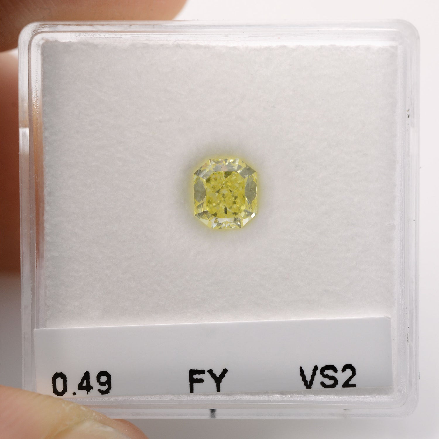 0.49 Carat Fancy Yellow Radiant Diamond VS2 GIA