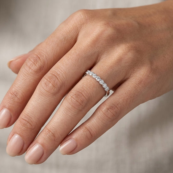 White Diamond 9 Stone Diamond Band Ring