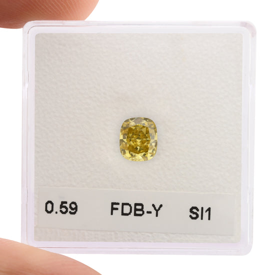 0.59 Carat Fancy Deep Brownish Yellow Cushion Diamond SI1 GIA
