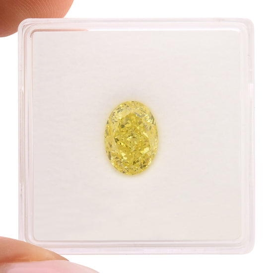 2.01 Carat Fancy Intense Yellow Oval Diamond VS1 GIA