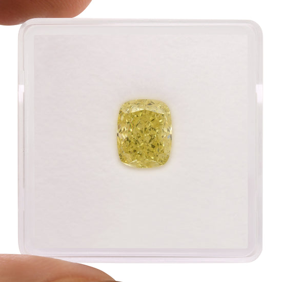 2.01 Carat Fancy Yellow Cushion Diamond VVS2 GIA