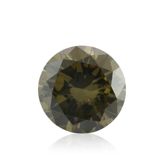 2.02 Carat Fancy Dark Brown Greenish Yellow Round Diamond SI2 GIA