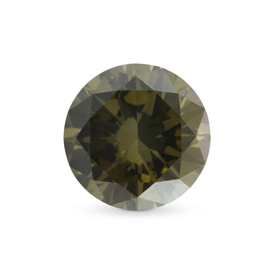 2.02 Carat Fancy Dark Brown Greenish Yellow Round Diamond SI2 GIA