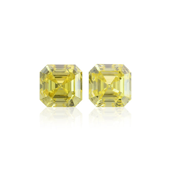 2.02 Carat Fancy Intense Yellow Asscher Diamonds VVS2 GIA