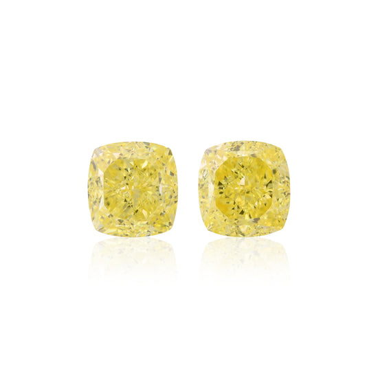 2.03 Carat Fancy Intense Yellow Cushion Diamonds VS1 GIA