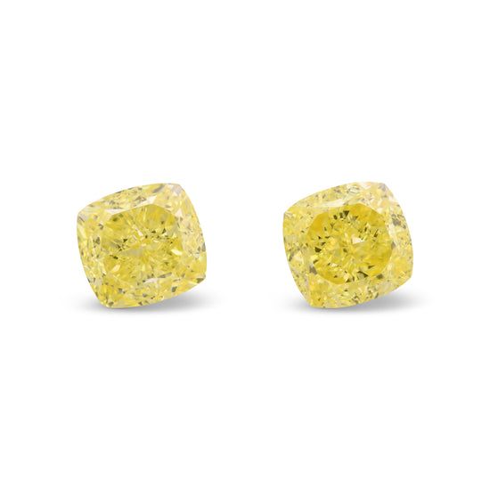 2.03 Carat Fancy Intense Yellow Cushion Diamonds VS1 GIA