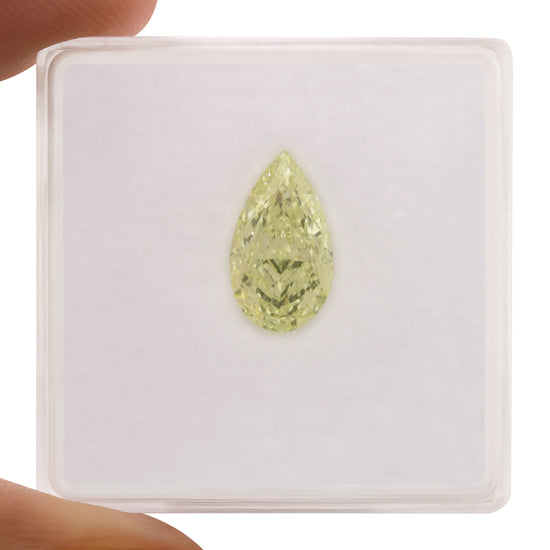 2.04 Carat Fancy Light Yellow Green Pear Diamond VS2 GIA