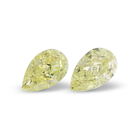 2.04 Carat Fancy Yellow Pear Diamonds VS1 GIA Pair