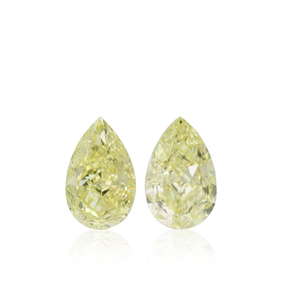 2.04 Carat Fancy Yellow Pear Diamonds VS1 GIA Pair