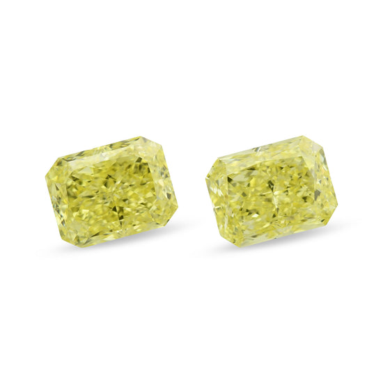 2.22 Carat Fancy Intense Yellow Radiant Diamonds VVS1 GIA Pair