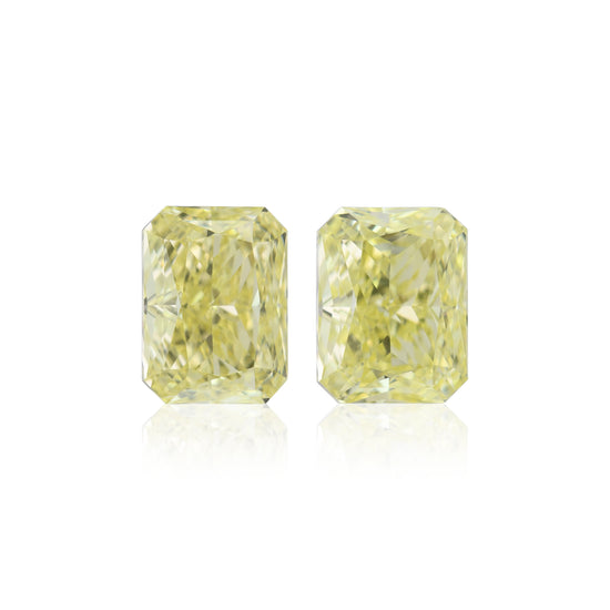 2.50 Carat Fancy Yellow Radiant Diamonds VVS1 GIA Pair