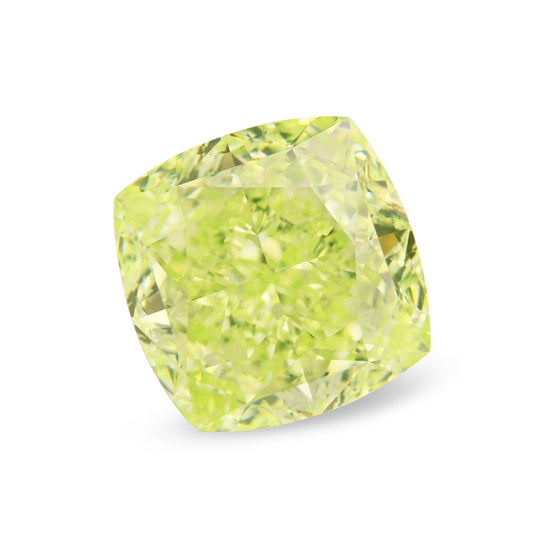 2.71 Carat Fancy Intense Yellowish Green Cushion Diamond VS1 GIA