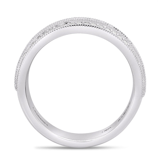 Wide Black Diamond Milgrain Band Ring