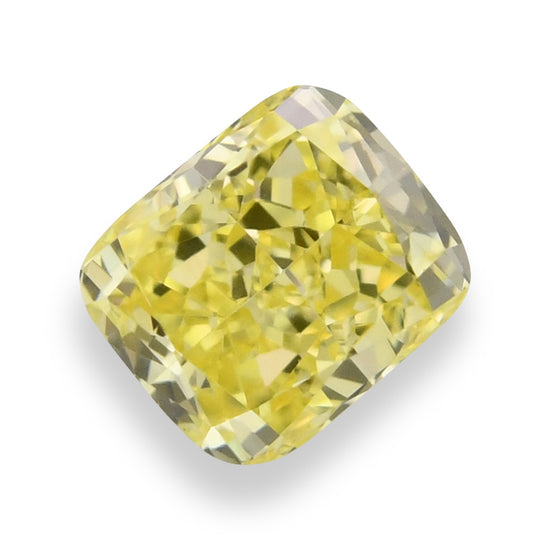 0.37 Carat Fancy Intense Yellow Cushion Diamond VVS2 GIA