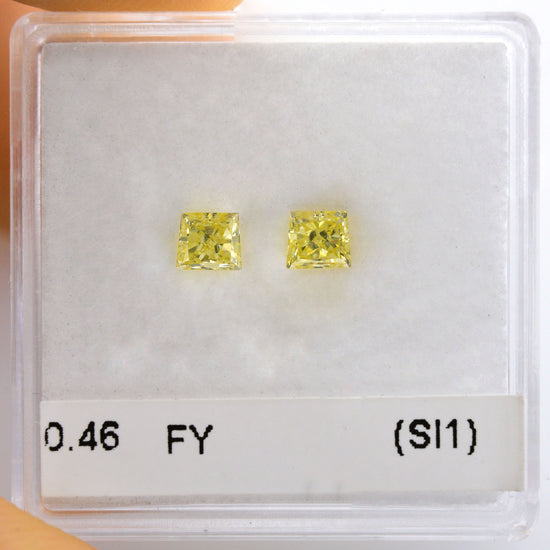 0.46 Carat Fancy Yellow Trapezoid Diamonds (SI1)
